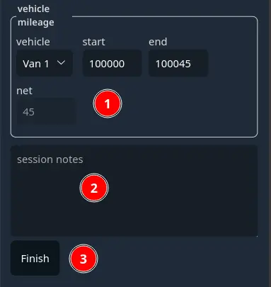 Work session mileage